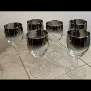 - Vintage MidCentury Sliver fade rim cocktail wine glasses with chrome hea…